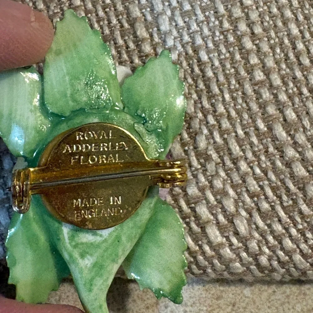 Vintage 1970’s  Royal Adderley Floral Hand-Painted Porcelain brooch
